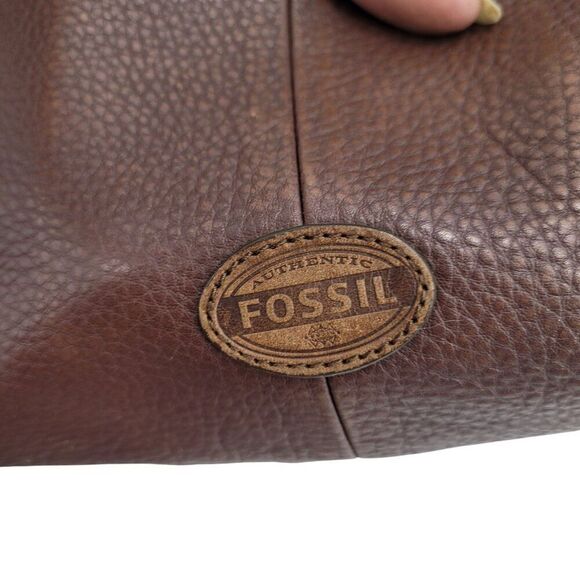 Vtg Fossil Morgan Brown Pebble Leather Crossbody Bag Multiple Pockets Adjustable - Picture 4 of 16